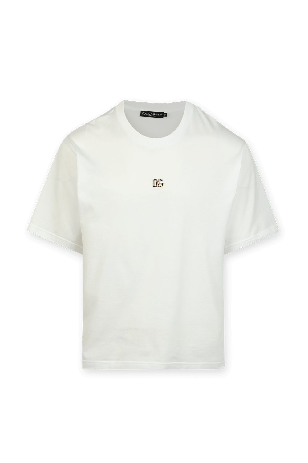 Gold Monogram Logo Tshirt in White DOLCE & GABBANA