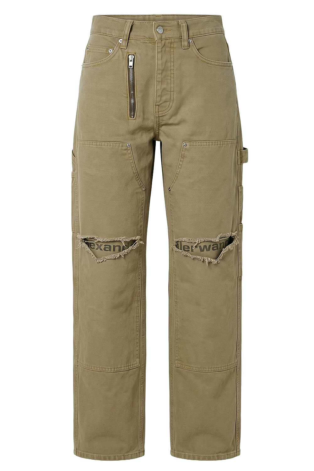 תמונה קידמית של מכנסיים בגזרה רחבה