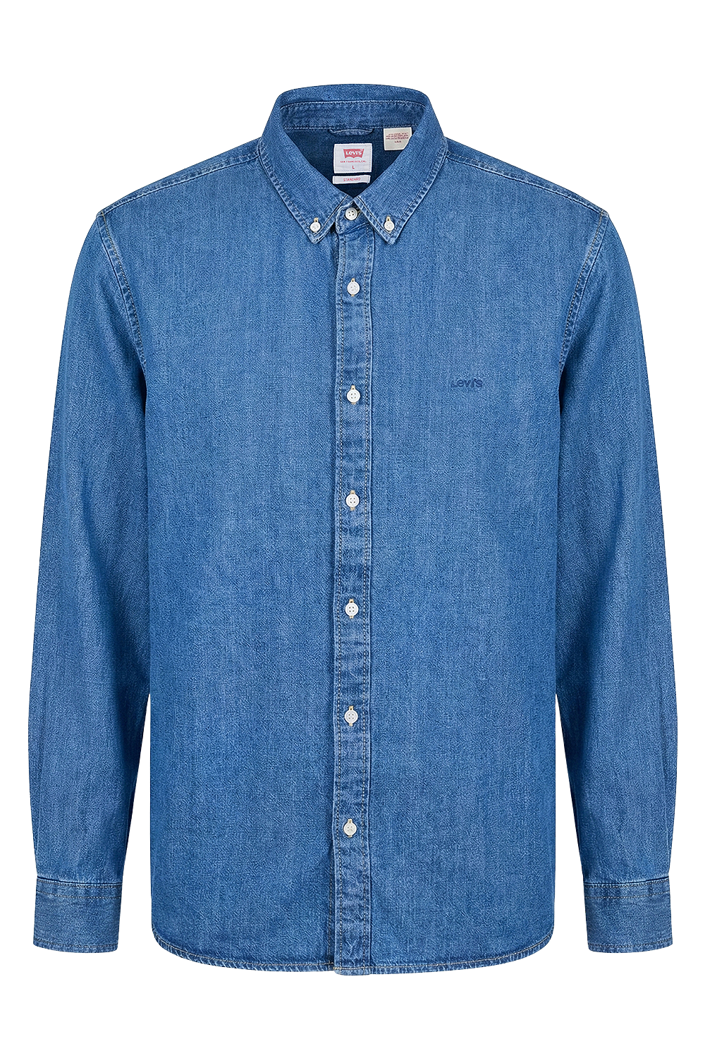 תמונה קידמית של חולצה מכופתרת ג'ינס