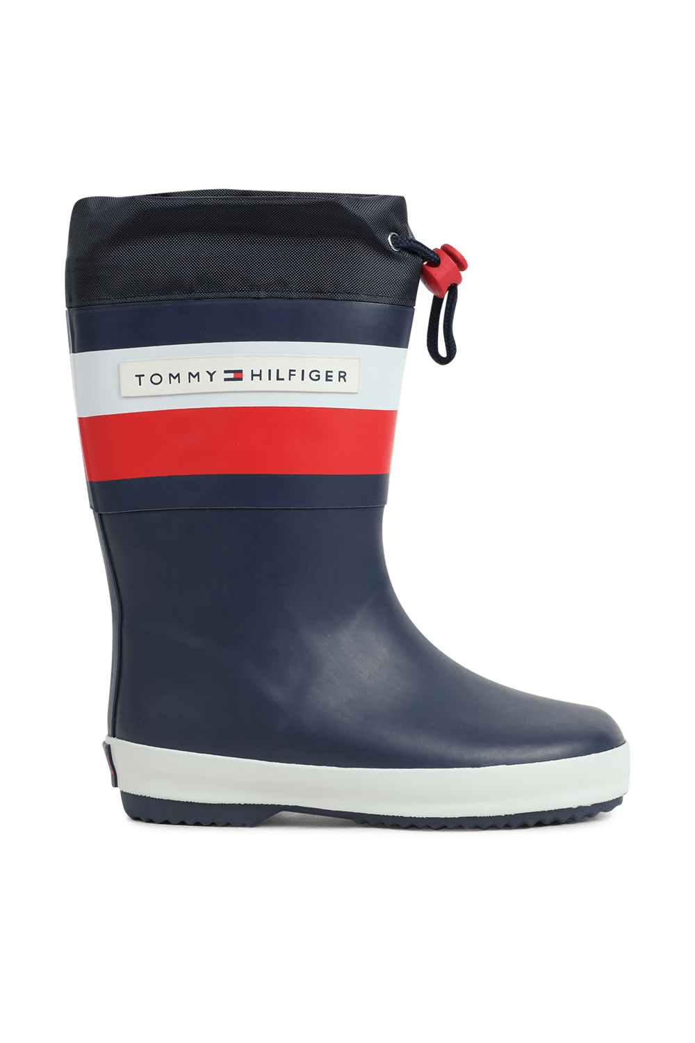 תמונה קידמית של מידות 24-34 מגפי גומי עם שרוך בצבע כחול