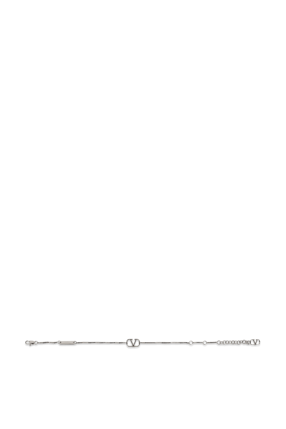 תמונה אחורית של צמיד לוגו מטאלי כסוף