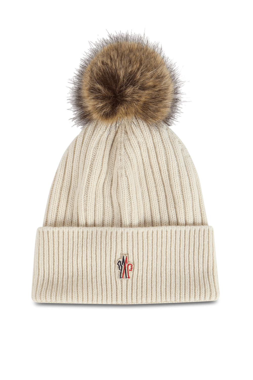 תמונה קידמית של כובע גרב פונפון בגוון אוף וויט