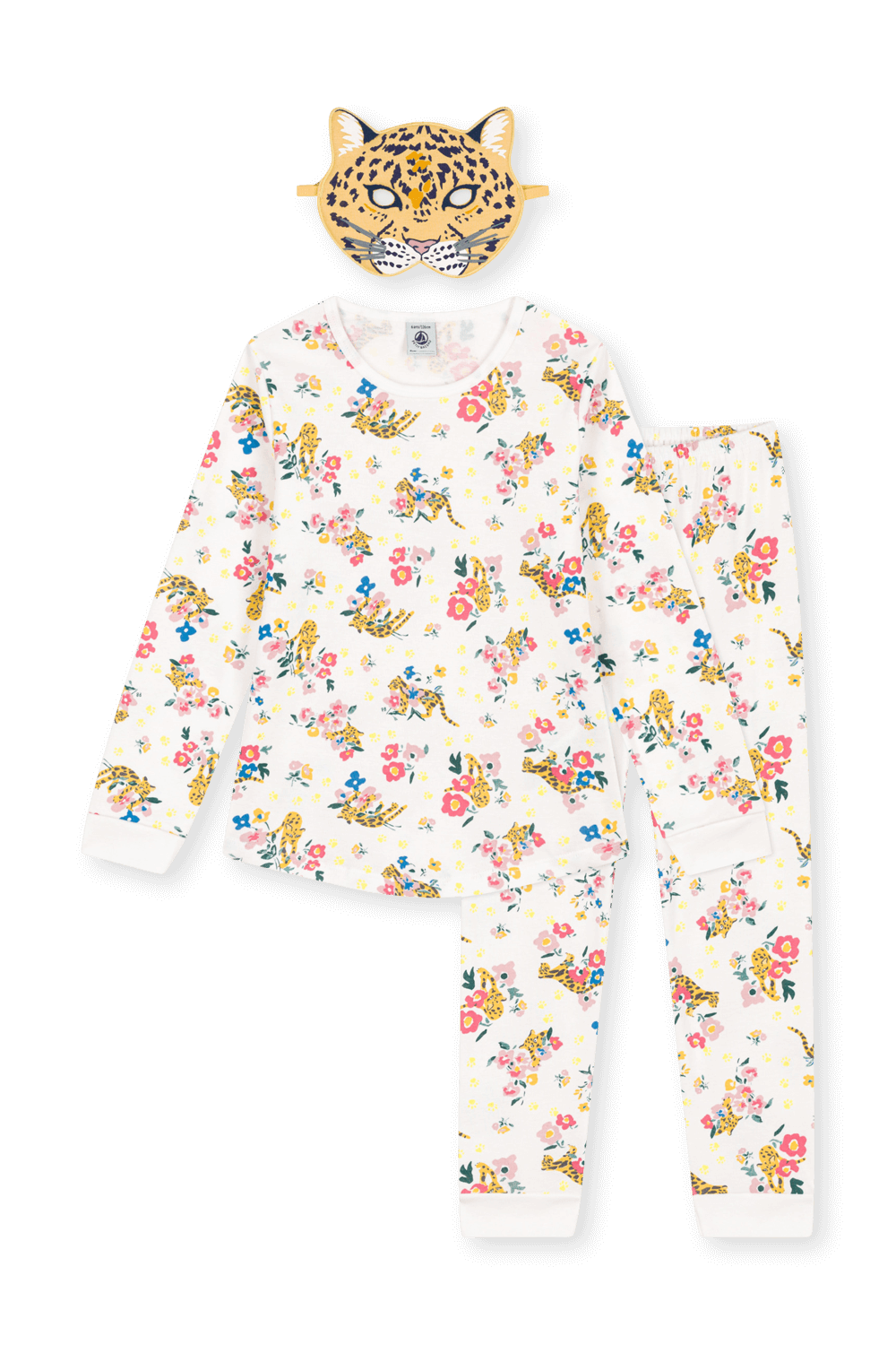 תמונה קידמית של סט פיג`מה וכיסוי עיניים זוהר בחושך