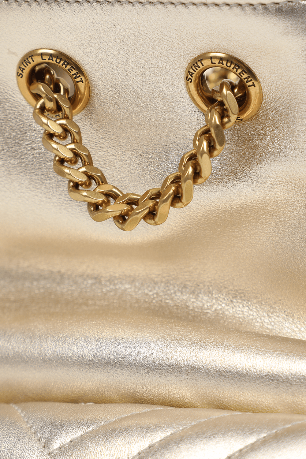 תמונת פנים של תיק ג'ו מעור בגוון זהב פלטינה