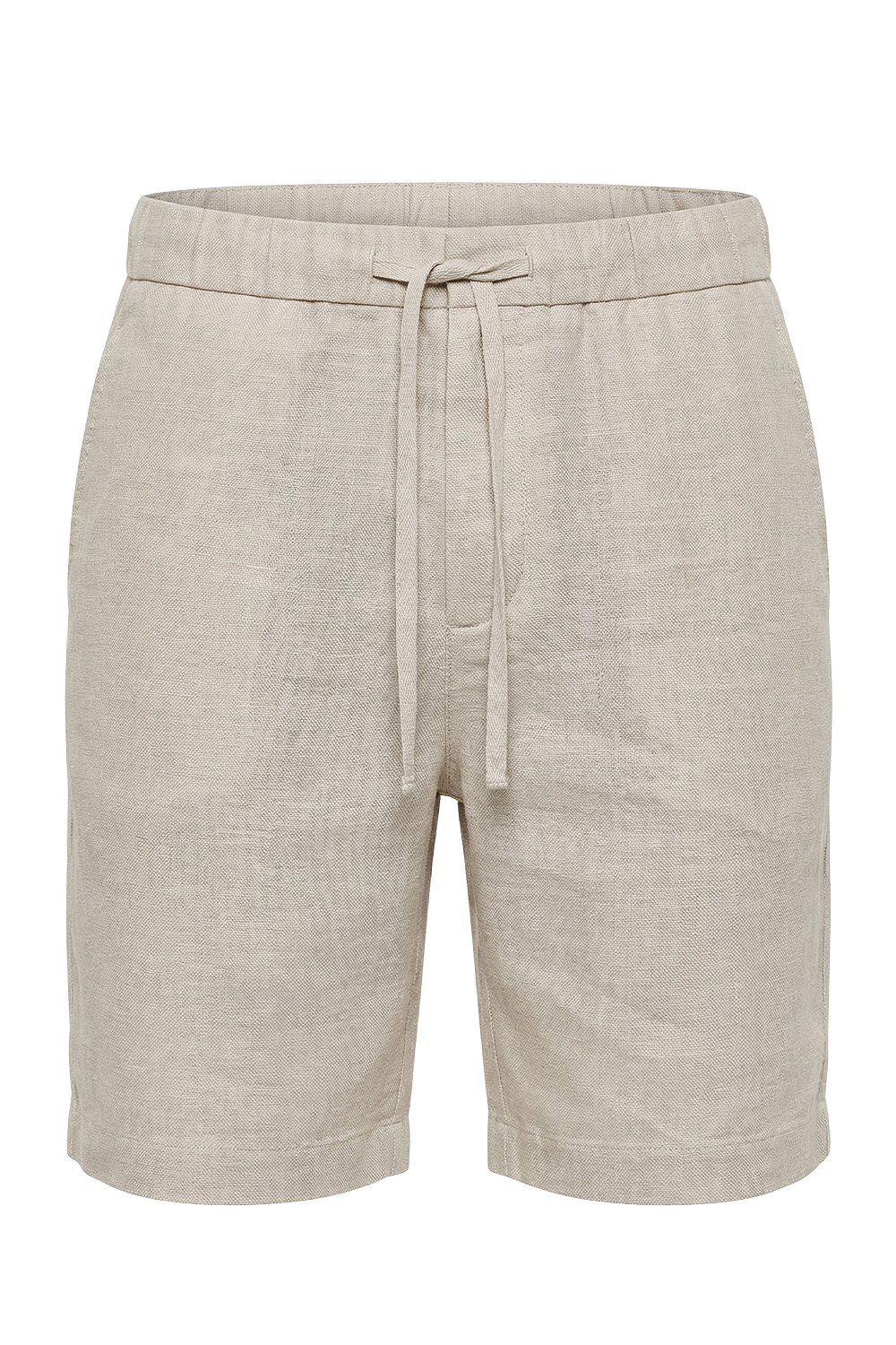 תמונה קידמית של מכנסי פשתן קצרים