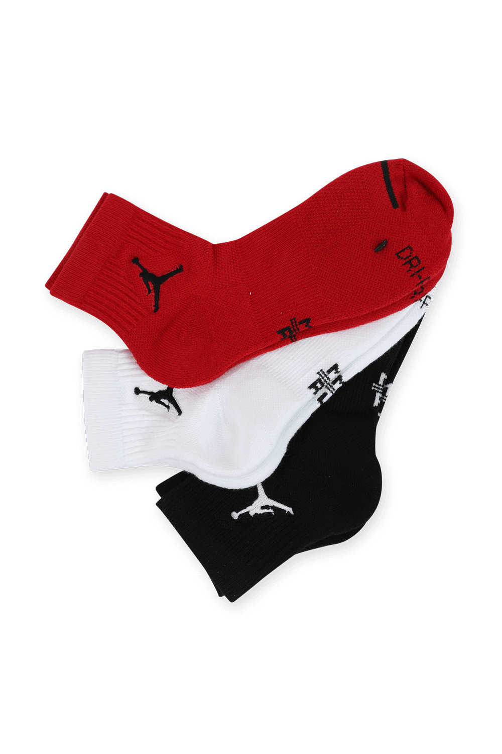 תמונה אחורית של מארז שלושה זוגות גרביים בצבע לבן שחור ואדום