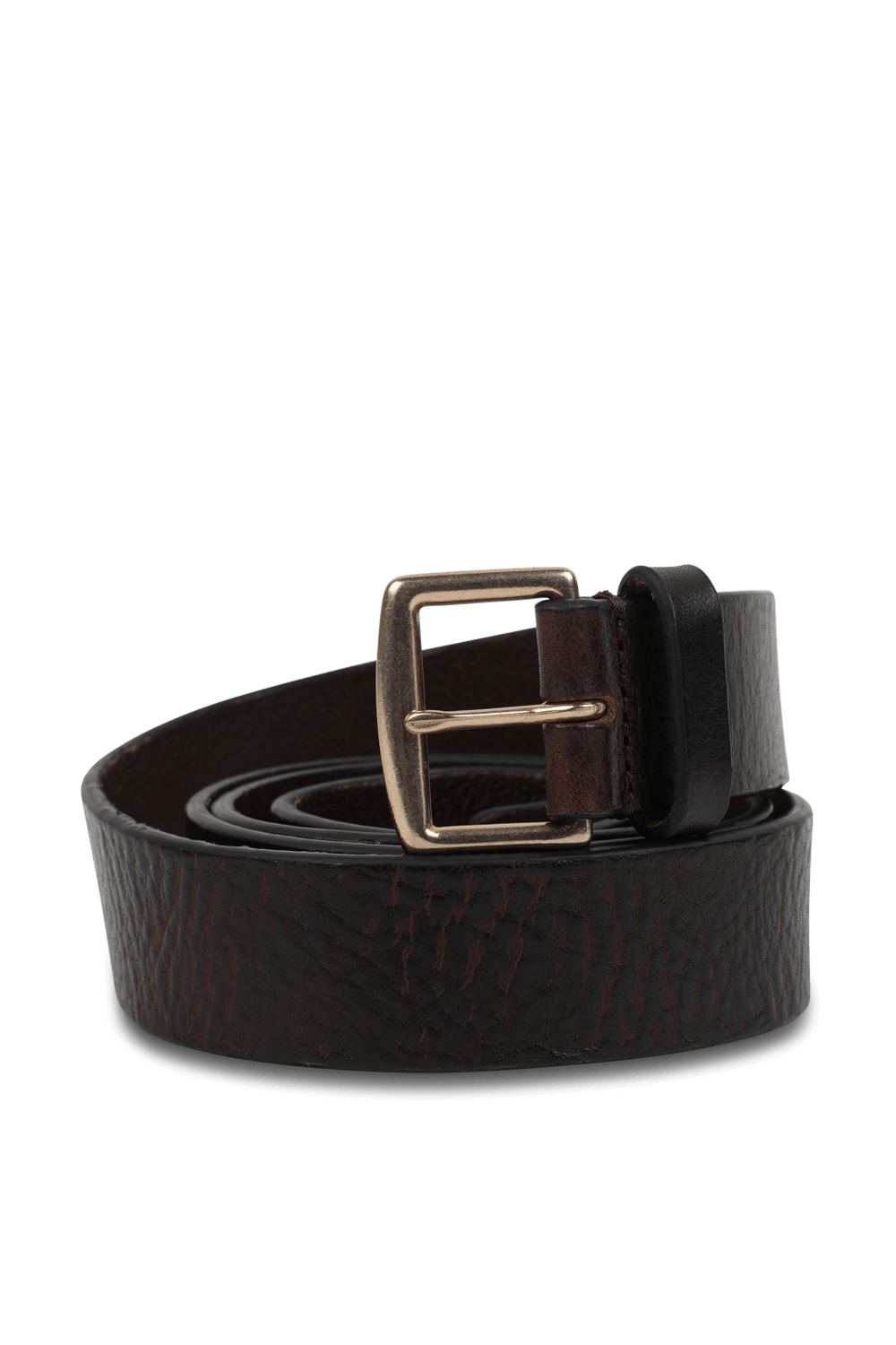 תמונה קידמית של חגורה קלאסית עם אבזם מטאלי מוזהב בגוון שחור