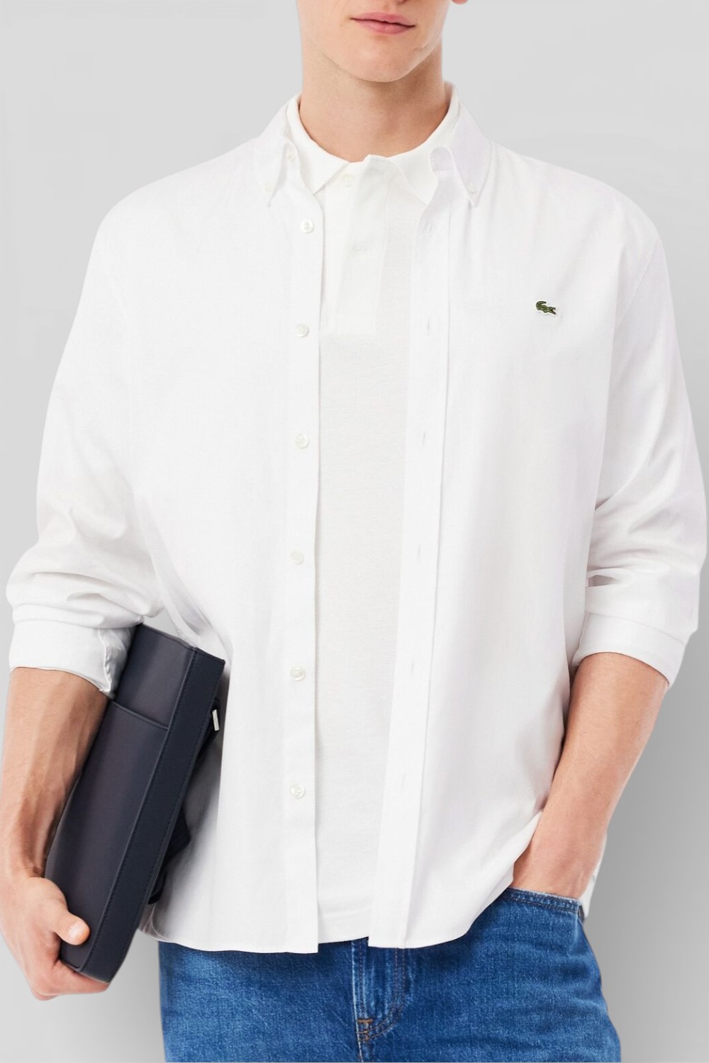 תמונת דוגמן קידמית של חולצה מכופתרת ארוכה