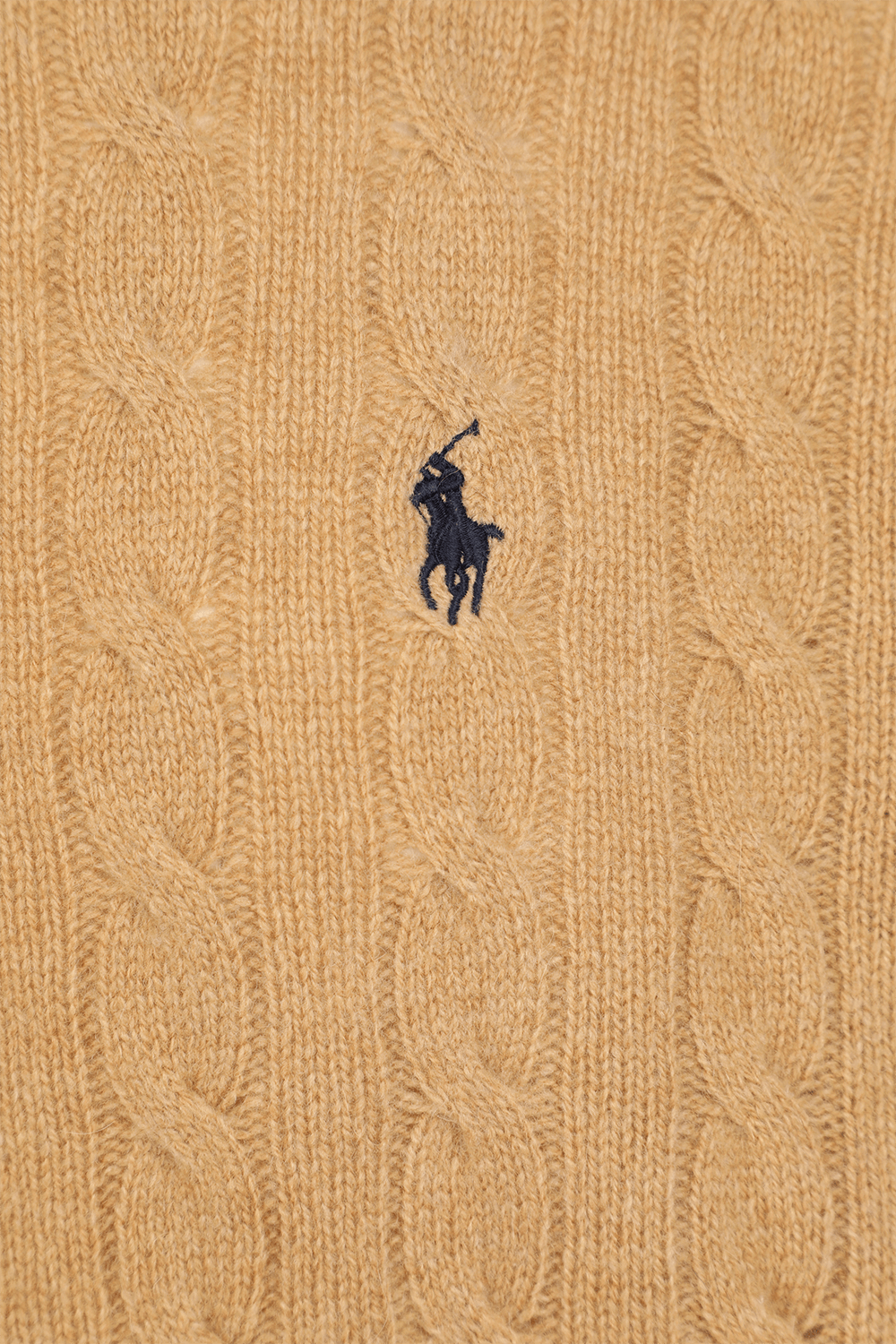 תמונה אחורית של Cable-Knit Cotton Sweater in Camel