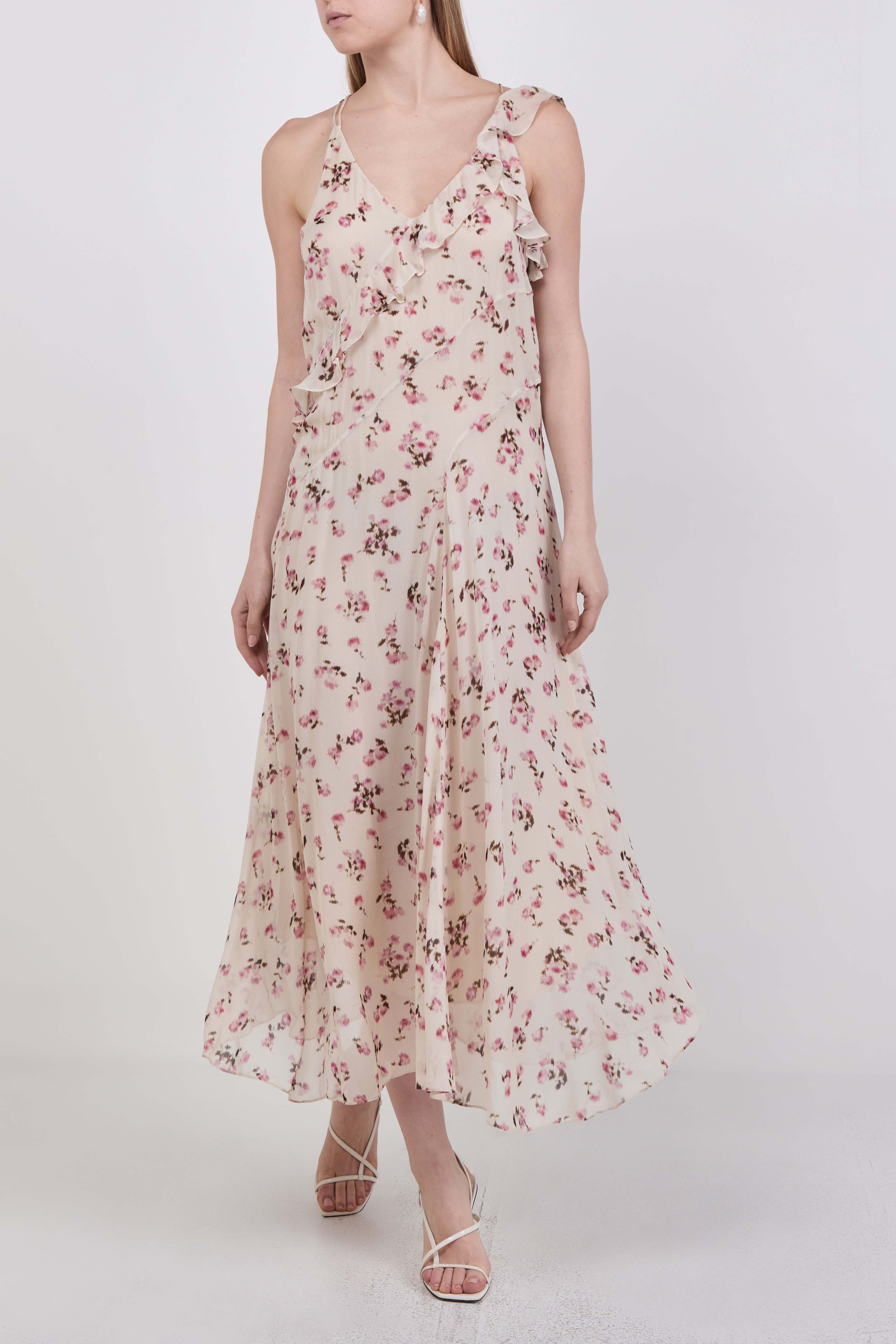 תמונת דוגמן קידמית של שמלת מקסי פרחונית