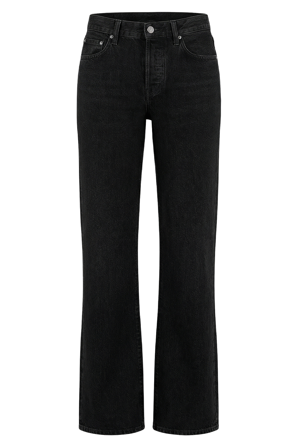 תמונה קידמית של מכנסי ג'ינס בגזרה נמוכה