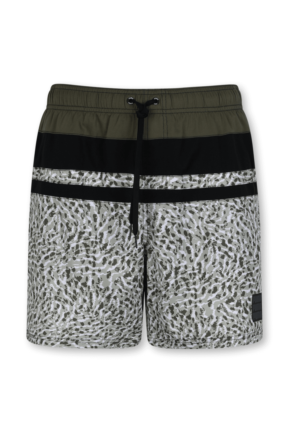 תמונה קידמית של מכנסי בגד ים גרפיים