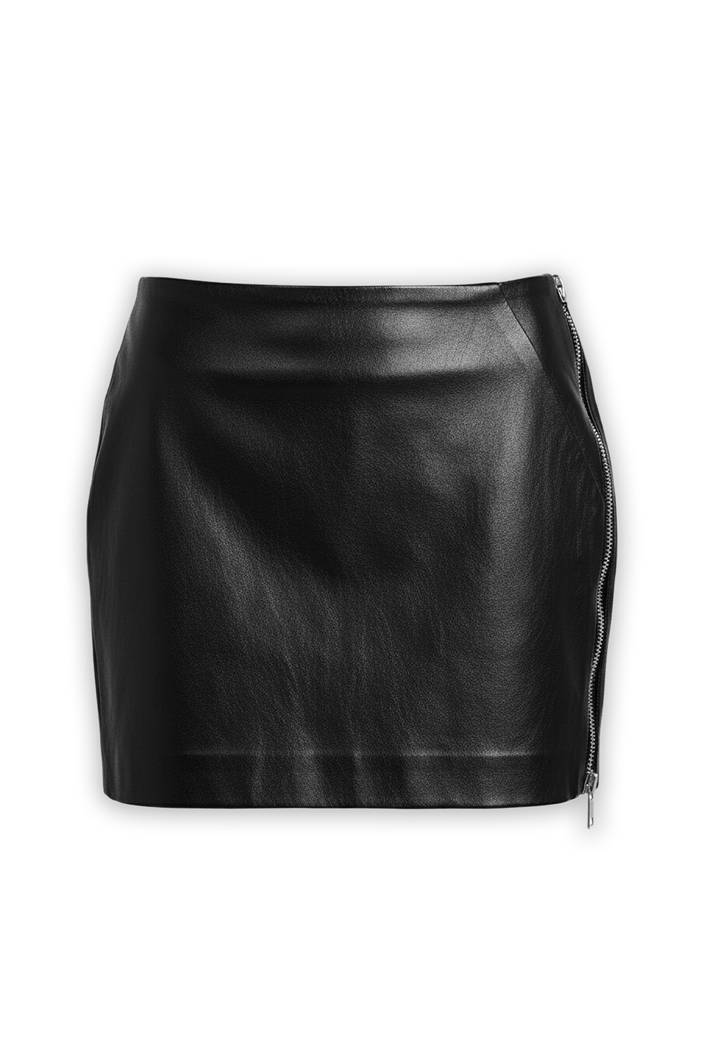 תמונה קידמית של חצאית מיני מעור