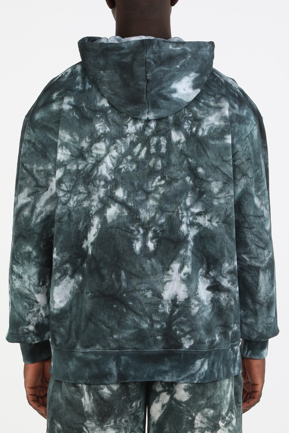 תמונת דוגמן אחורית של Peace On Earth Clouds Hoodie in Tie Dye 