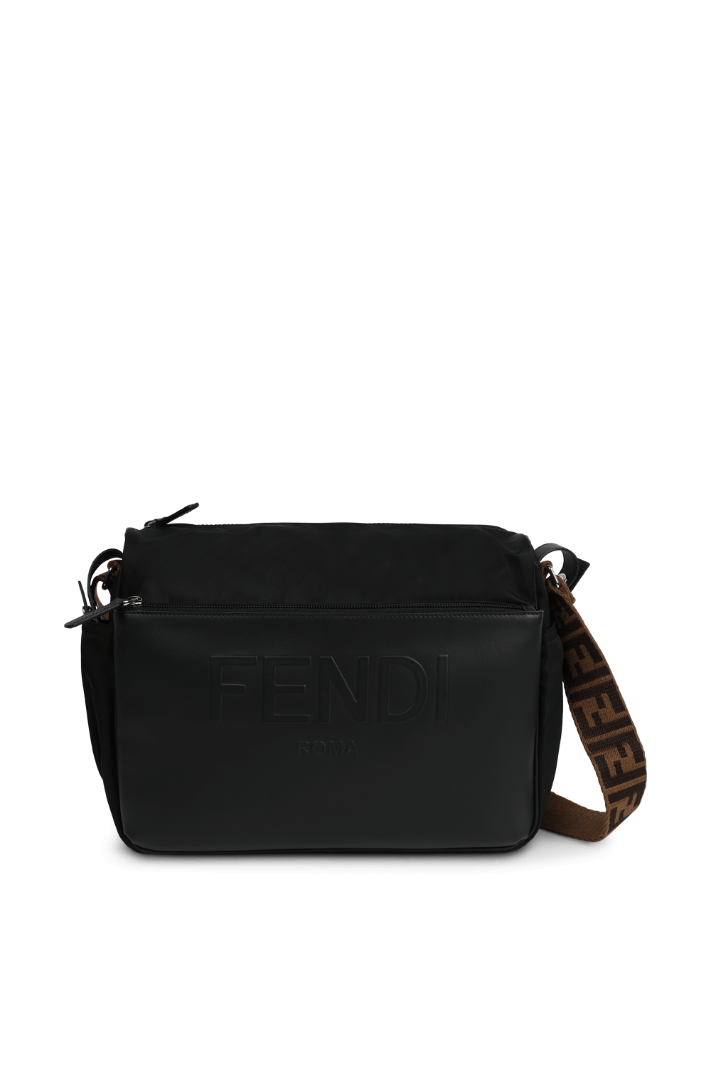 תמונה קידמית של תיק ומשטח החתלה מונוגרמיים