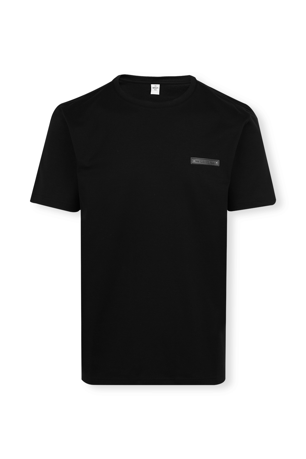 תמונה קידמית של T-Shirt With Leather Detail in Black