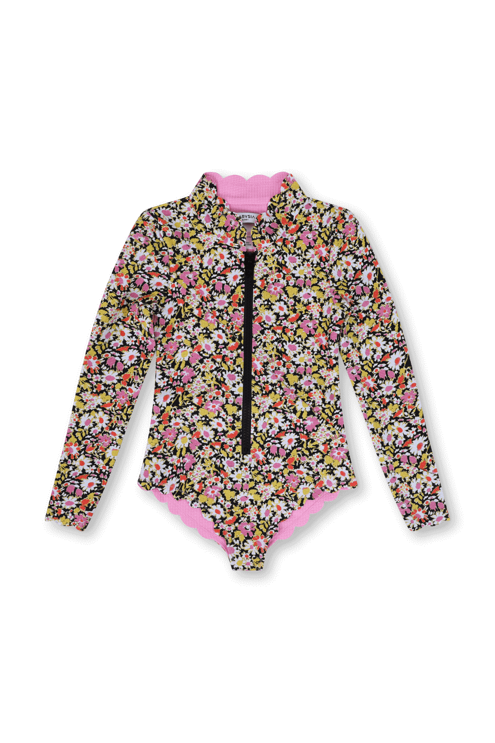 תמונה קידמית של גילאי 1-12 בגד ים שלים פרחוני עם שרוולים ארוכים