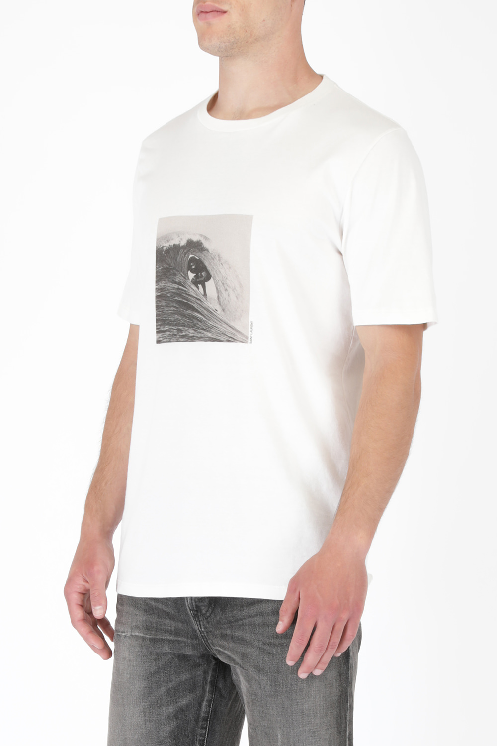Surfer Print T-Shirt In White SAINT LAURENT