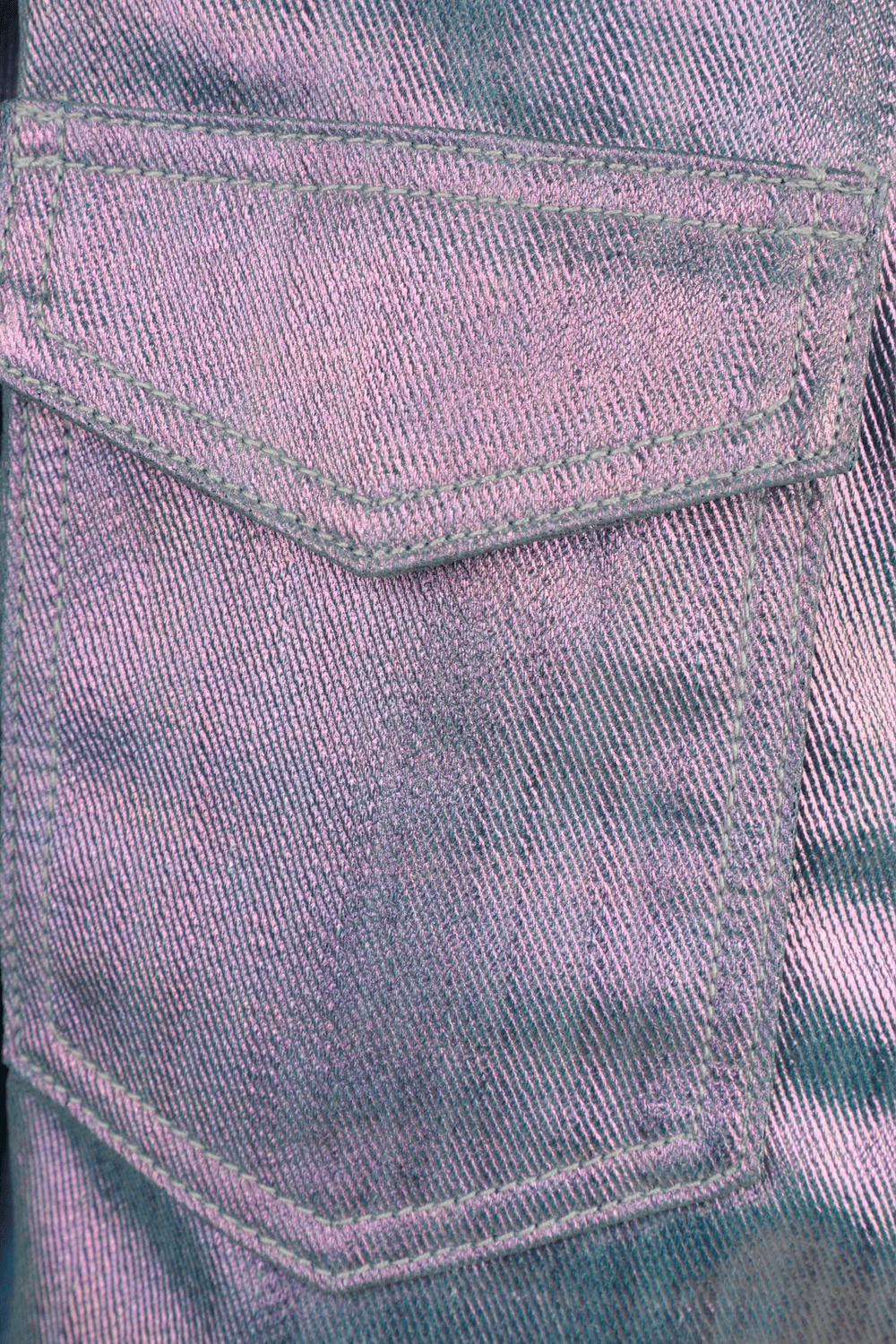 תמונה אחורית של Made and Crafted Denim Shirt in Glossy Purple