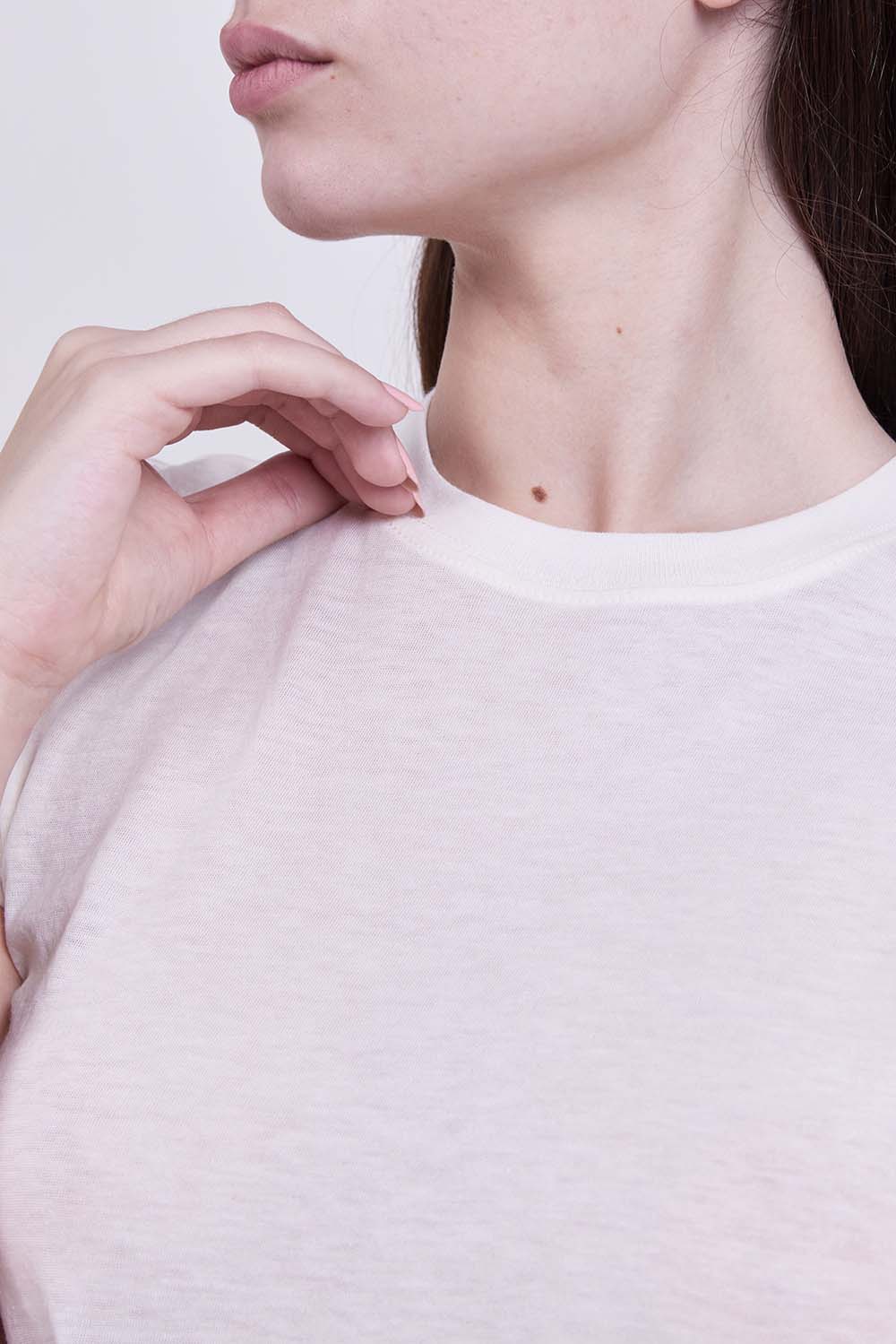 תמונת תקריב דוגמן של חולצת טי בגזרה ישרה