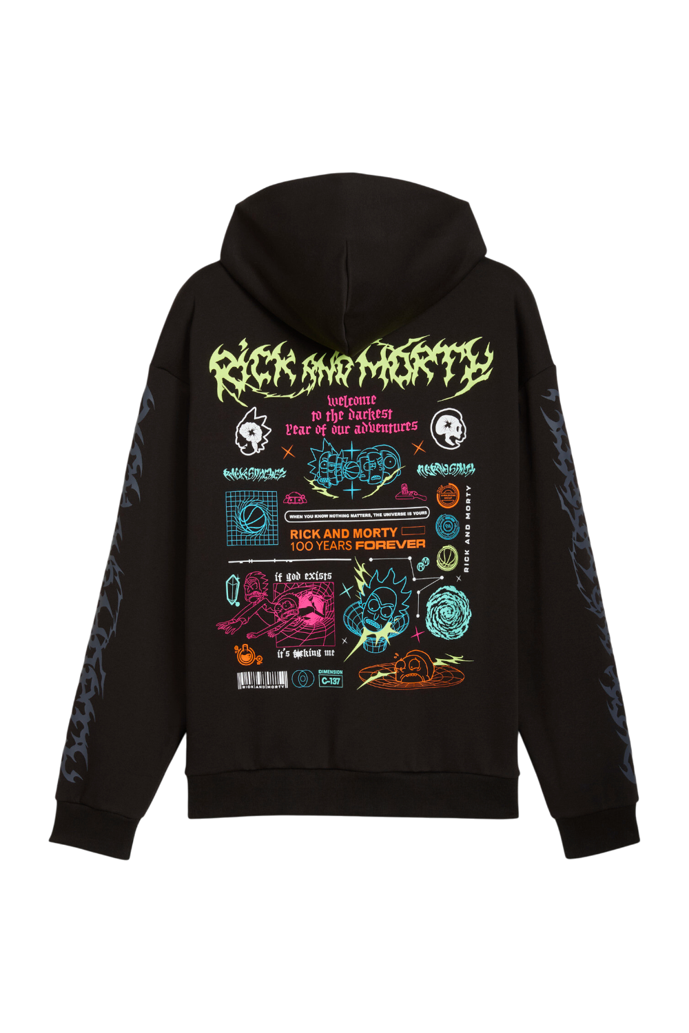 תמונה אחורית של פומה X מלו ריק אנד מורטי סווטשירט קפוצ'ון