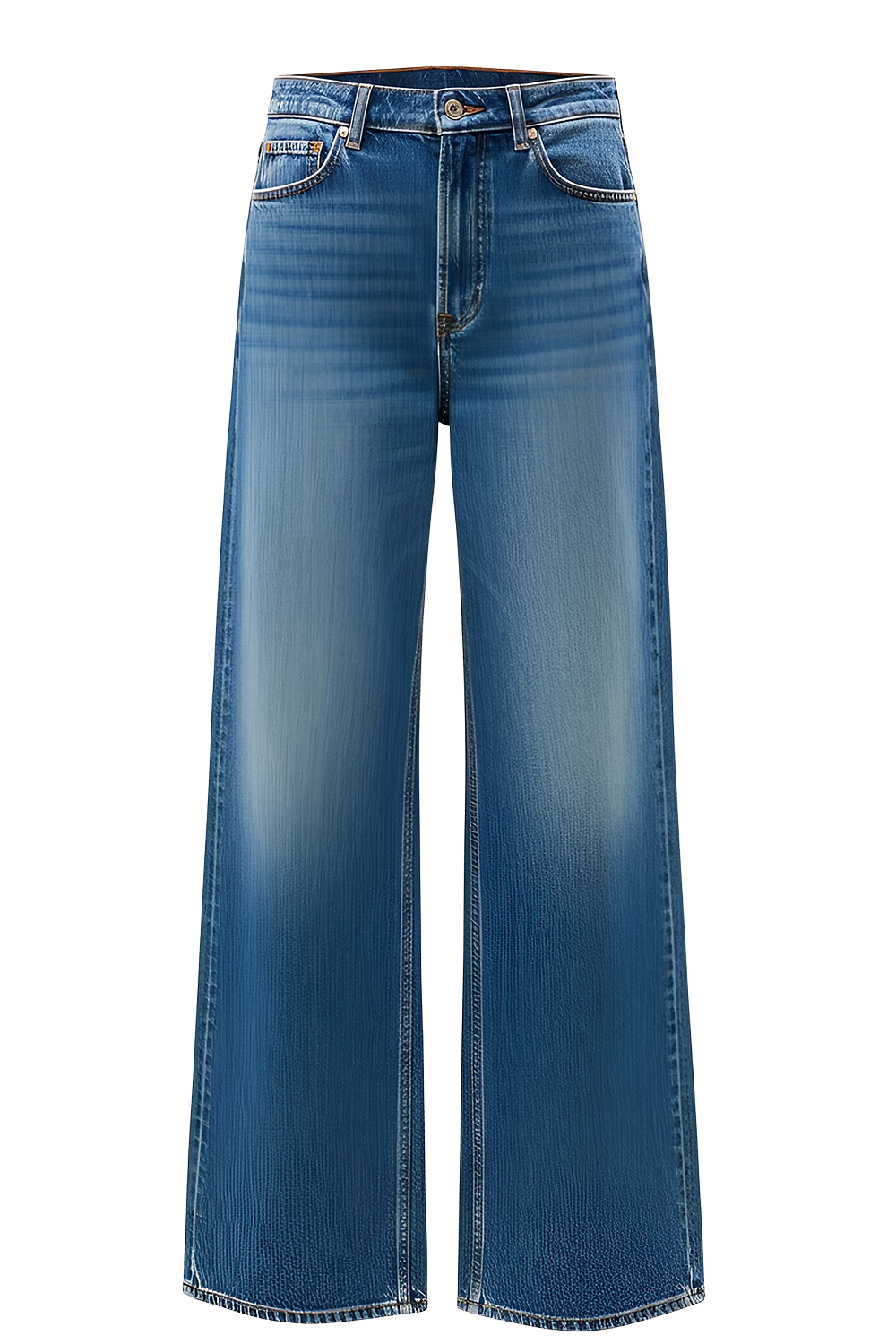 תמונה קידמית של מכנסי ג'ינס בגזרה מתרחבת