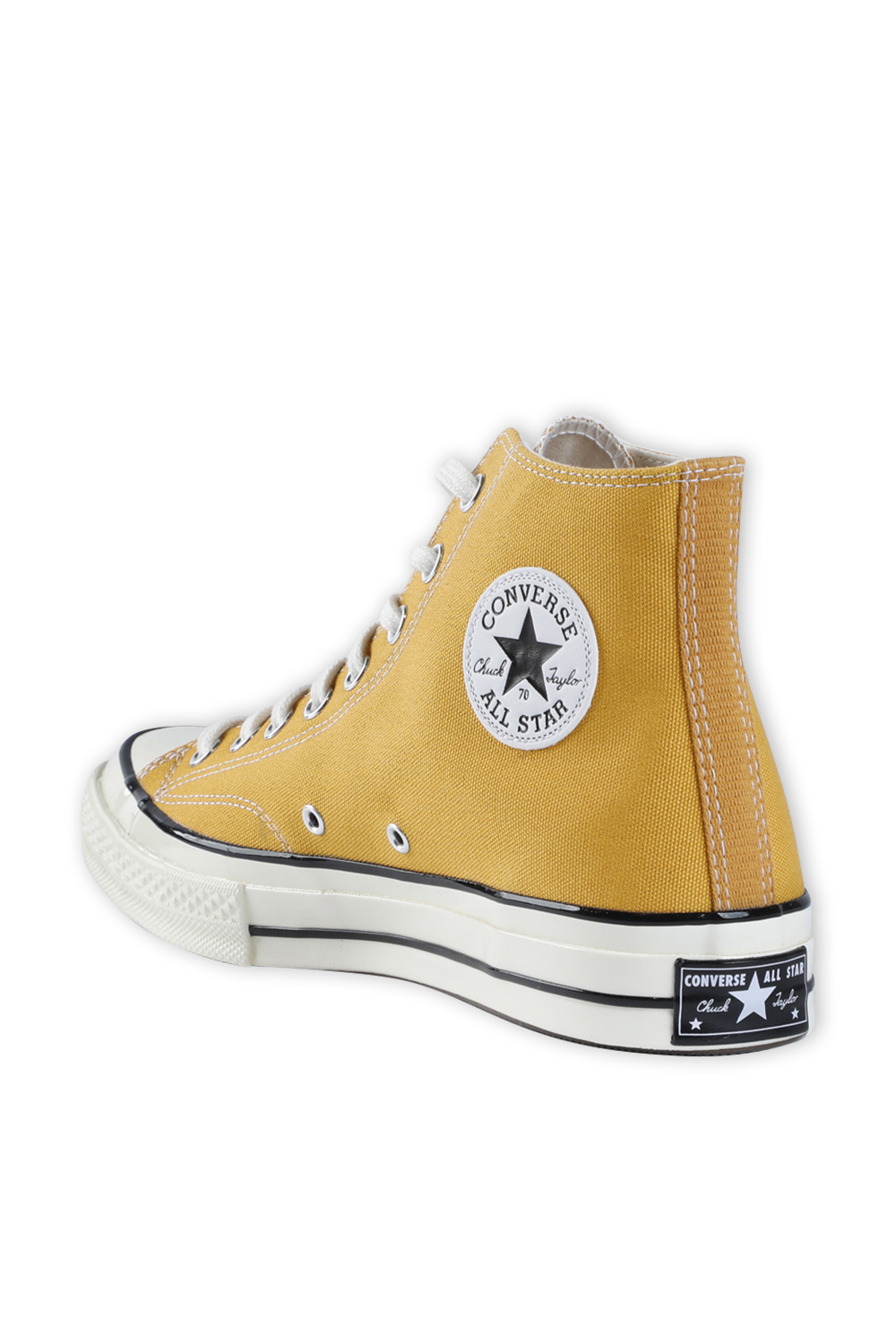 תמונה אחורית של נעלי סניקרס צ'אק 70 צהובות ברכיסה גבוהה