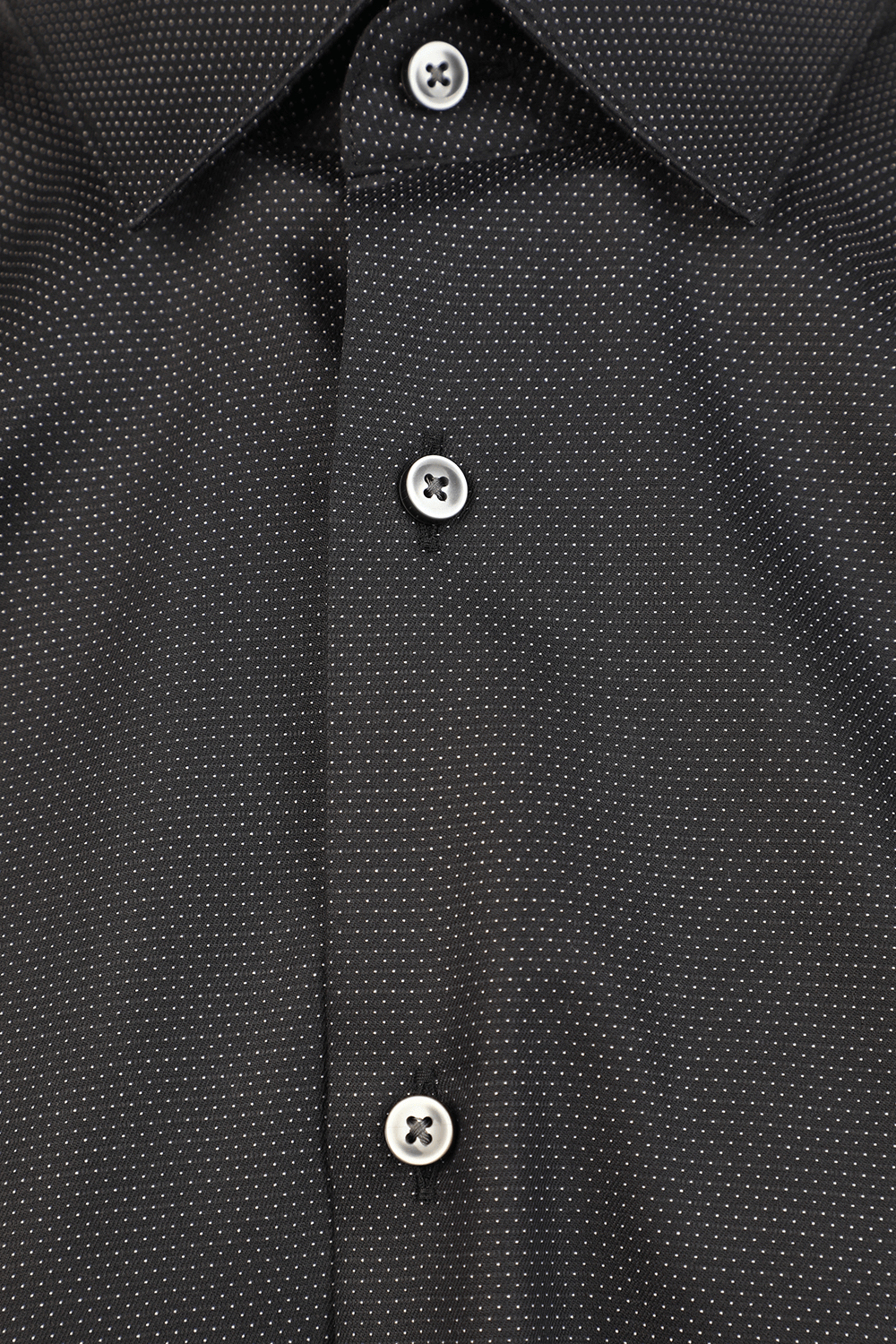 תמונה אחורית של Slim Fit Micro Dot Shirt in Black