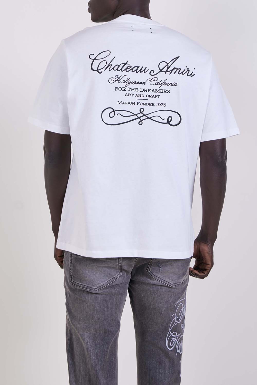 תמונת דוגמן אחורית של חולצת טי בגזרה משוחררת