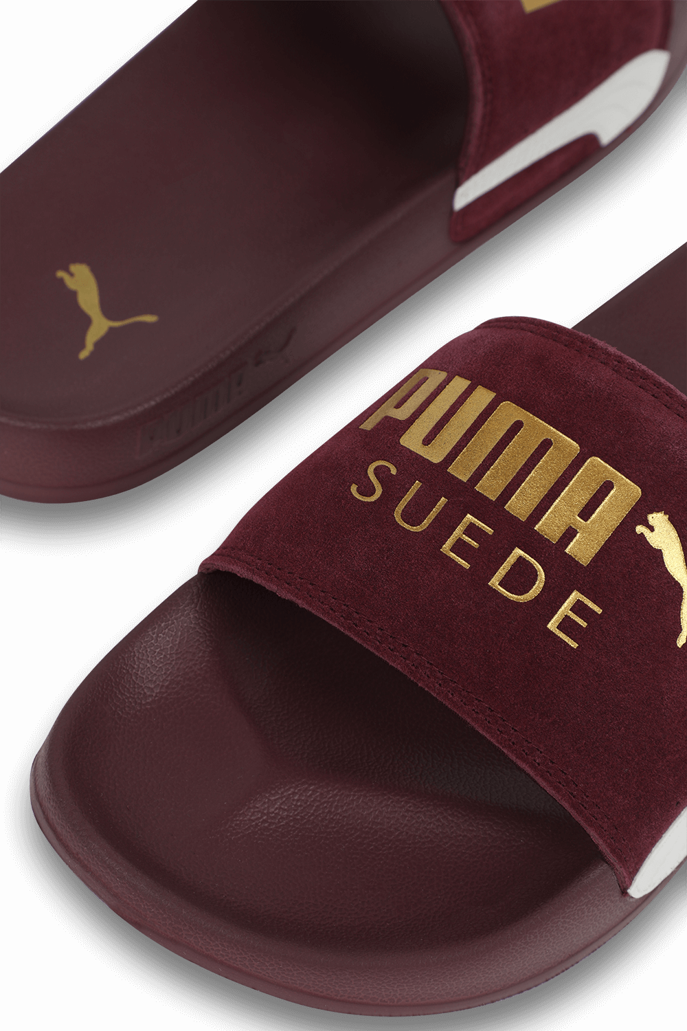 תמונת תקריב של כפכפי סליידס בורדו לידקט 2 סוויד