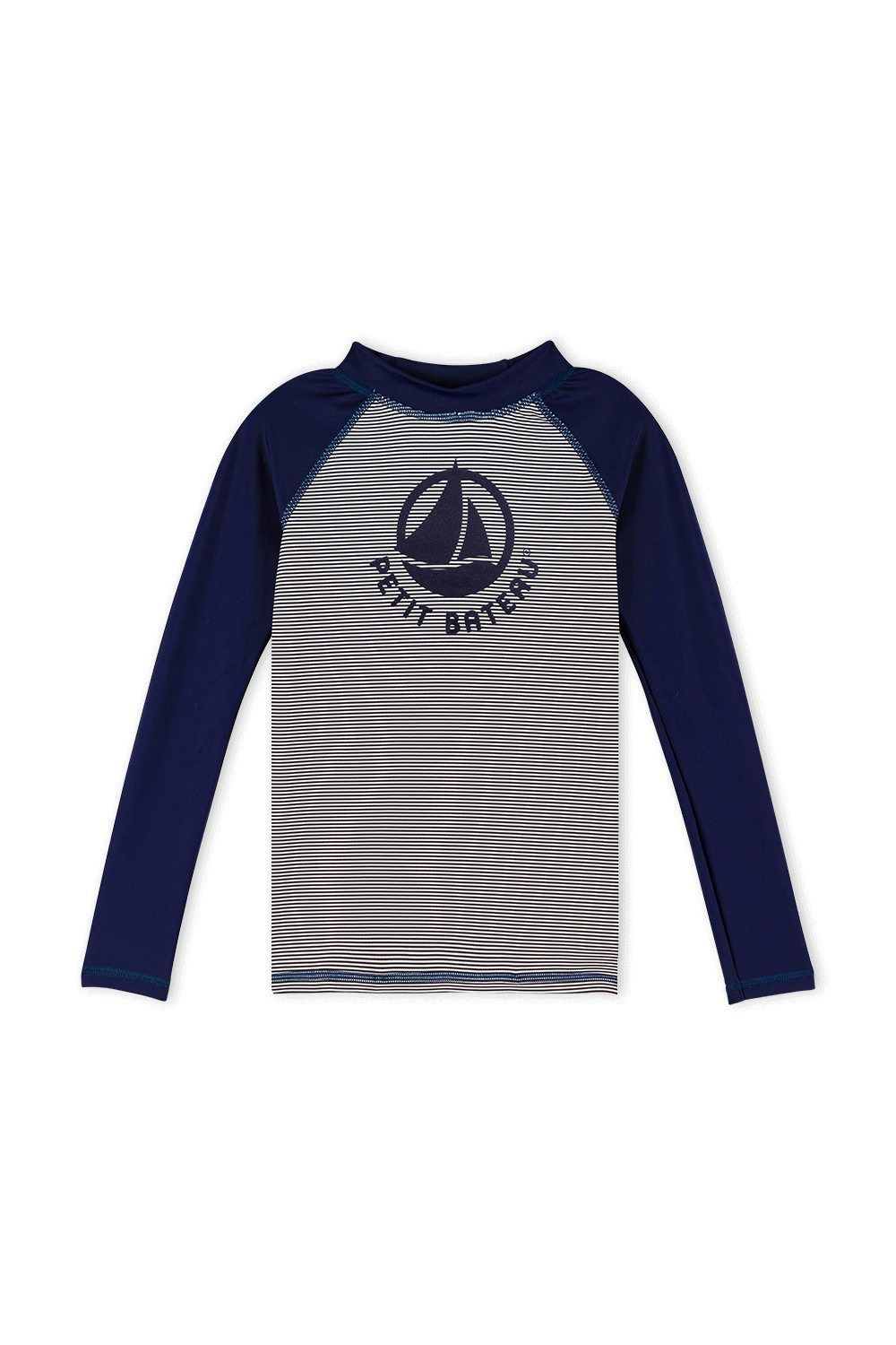 תמונה קידמית של חולצת גלישה בדוגמת פסים כחול ולבן - גילאי 4-12