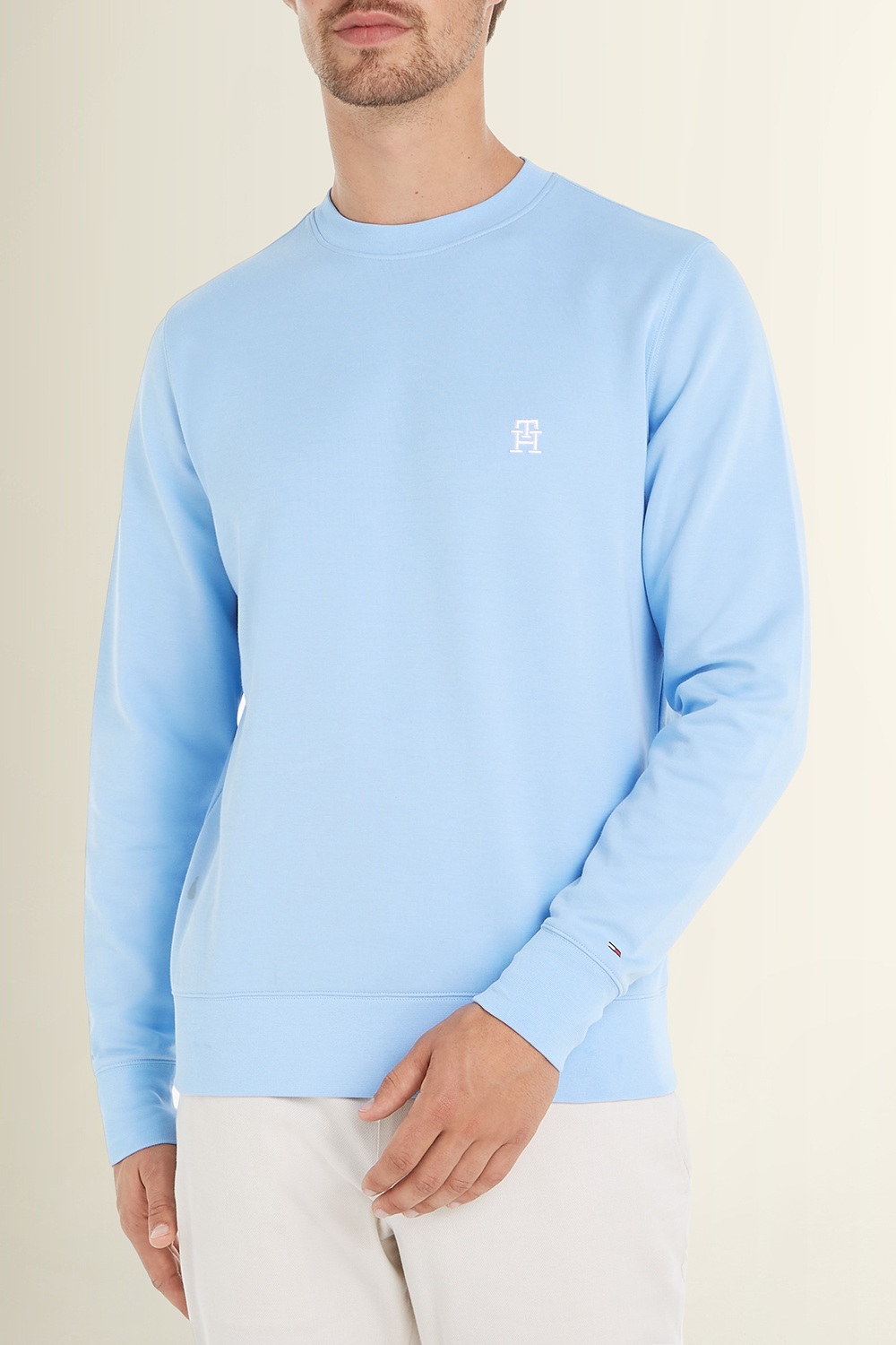 תמונת דוגמן קידמית של סווטשירט עם צווארון מעוגל