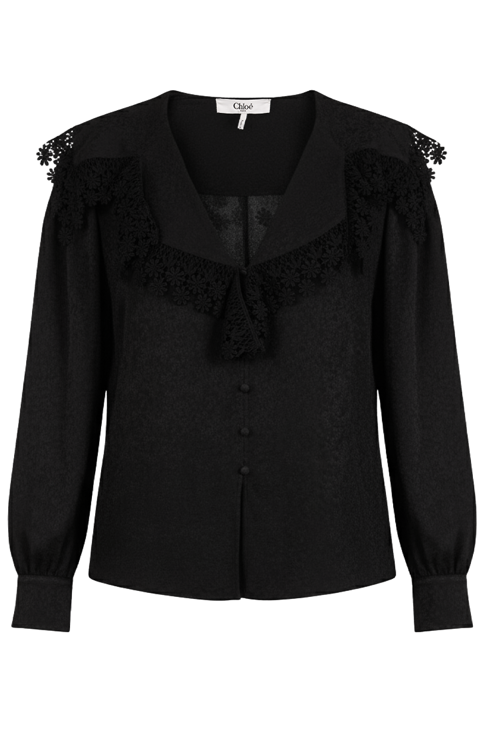 תמונה קידמית של חולצה עם צווארון תחרה