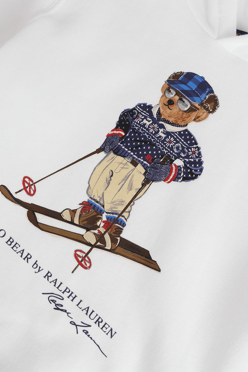 תמונה אחורית של גילאי 5-7 קפוצ'ון עם הדפס דובי בגוון לבן