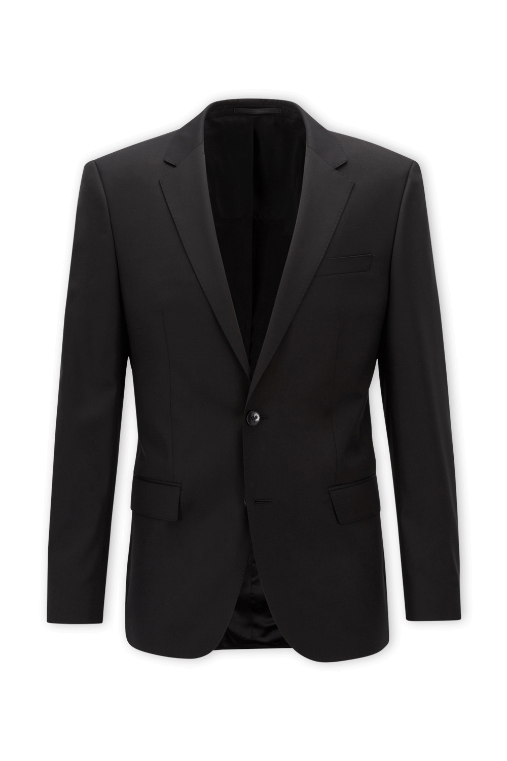 תמונה קידמית של Black Slim Fit Jacket in Virgin Wool
