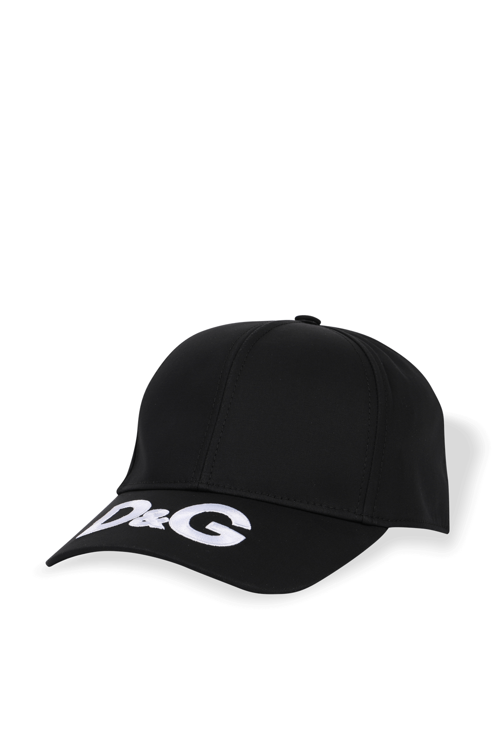 תמונה קידמית של כובע מצחייה עם רקמת לוגו בשחור ולבן