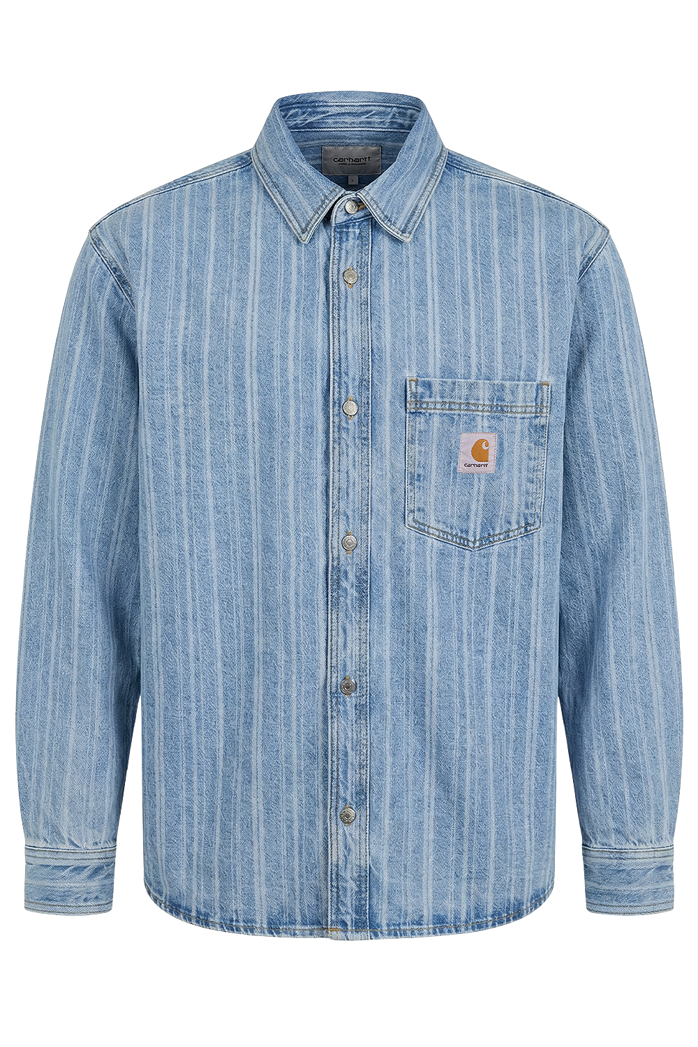 תמונה קידמית של ז'קט ג'ינס פסים