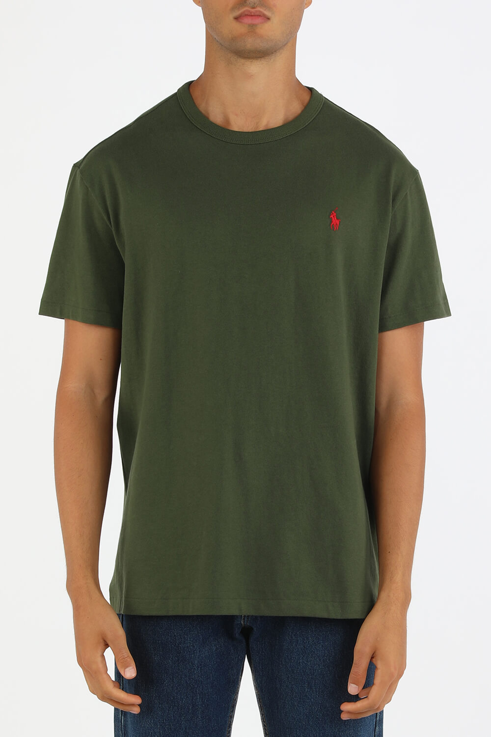 תמונת דוגמן קידמית של Crewneck T-Shirt in Dark Green