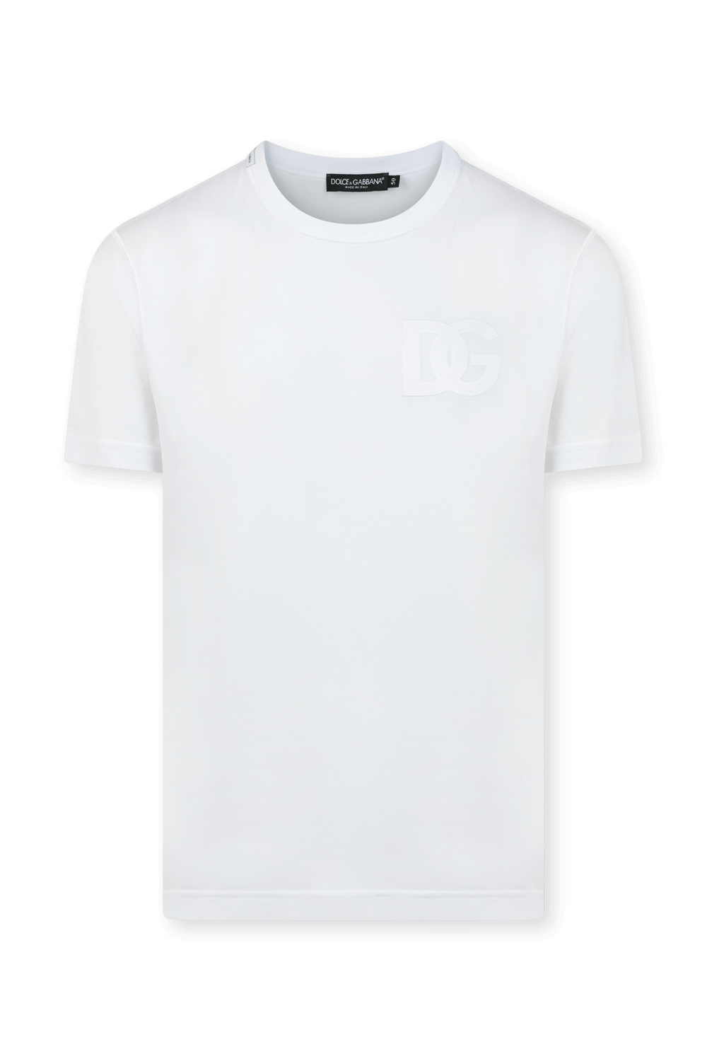 חולצת טי לבנה עם לוגו פאץ' DOLCE & GABBANA