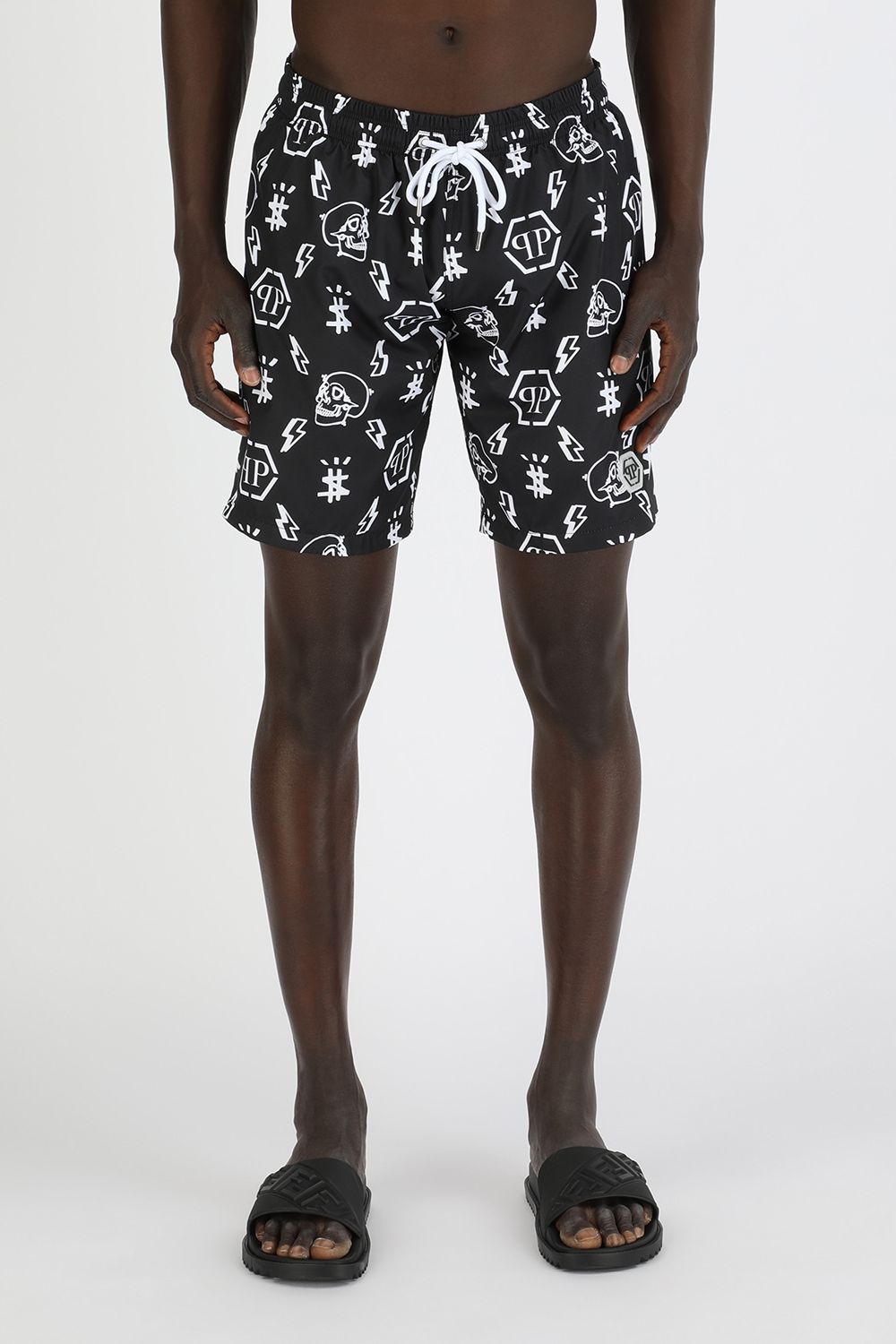Swim Shorts With Monogram in Black PHILIPP PLEIN