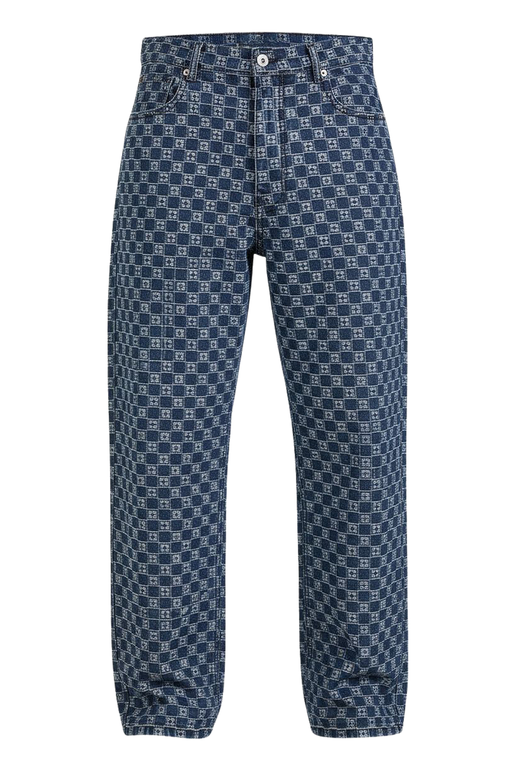 תמונה קידמית של מכנסי ג'ינס אוברסייז