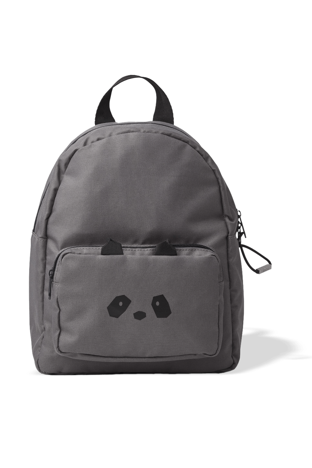 תמונה קידמית של תיק גב בינוני בגוון אפור ובעיטור פנדה