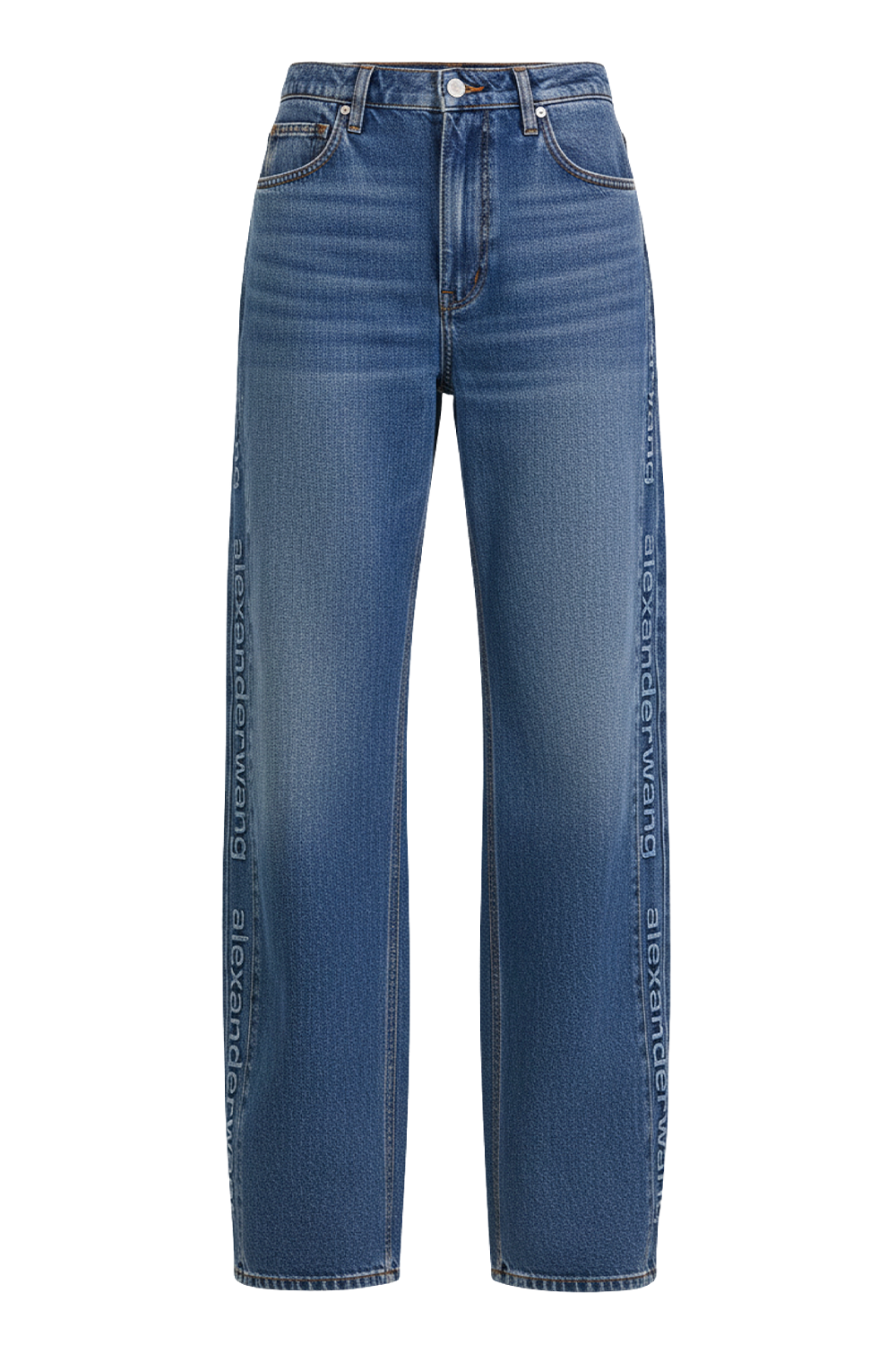 תמונה קידמית של מכנסי ג'ינס בגזרה רחבה