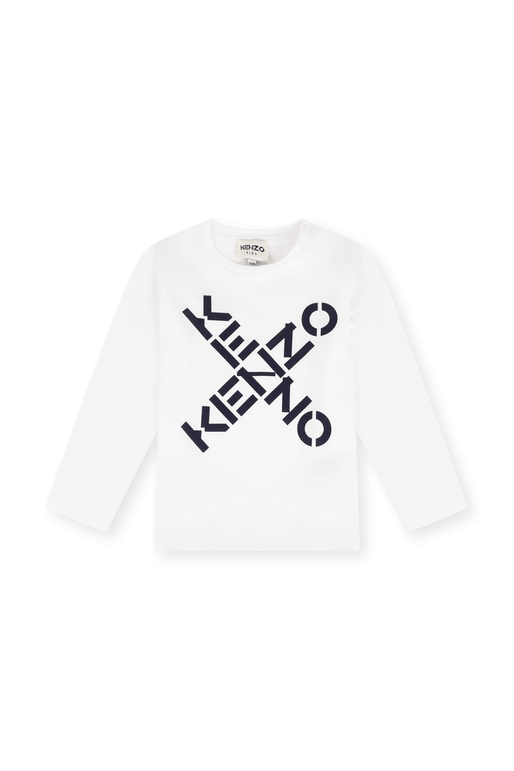 תמונה קידמית של גילאי 2-3 חולצת לוגו עם שרוולים ארוכים וכפתורי תיקתק