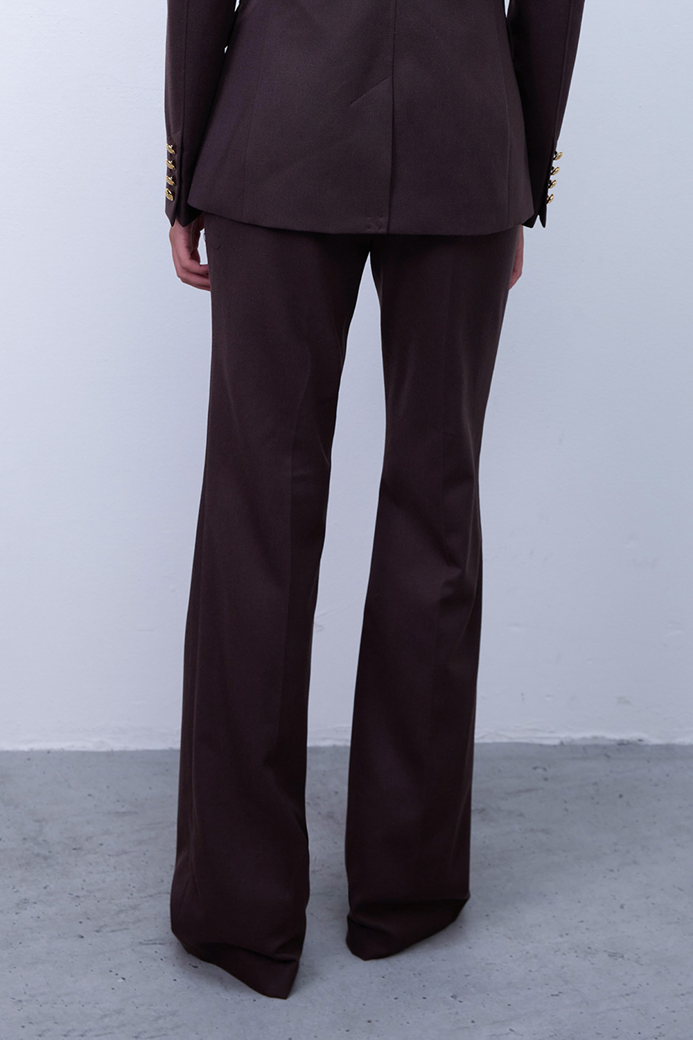 תמונת דוגמן אחורית של מכנסיים מחויטים ישרים