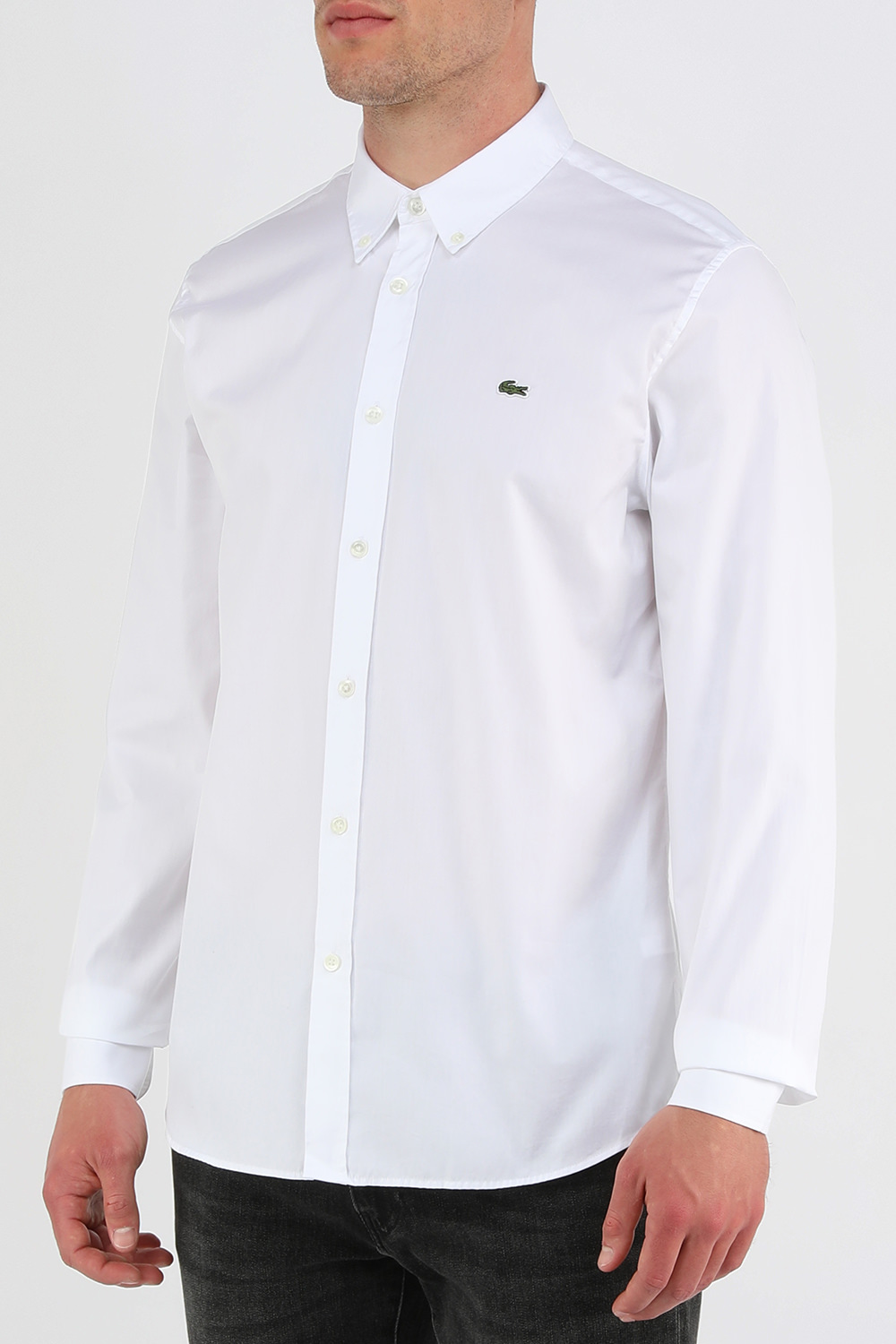 חולצת כפתורים סלים לבנה LACOSTE