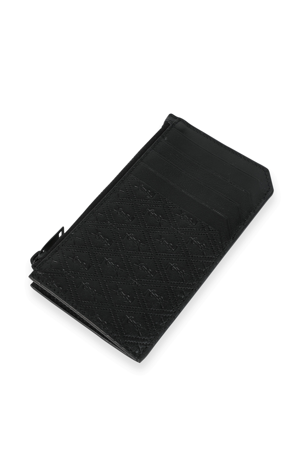 תמונת תקריב של Zipped Card Case in Black  Leather
