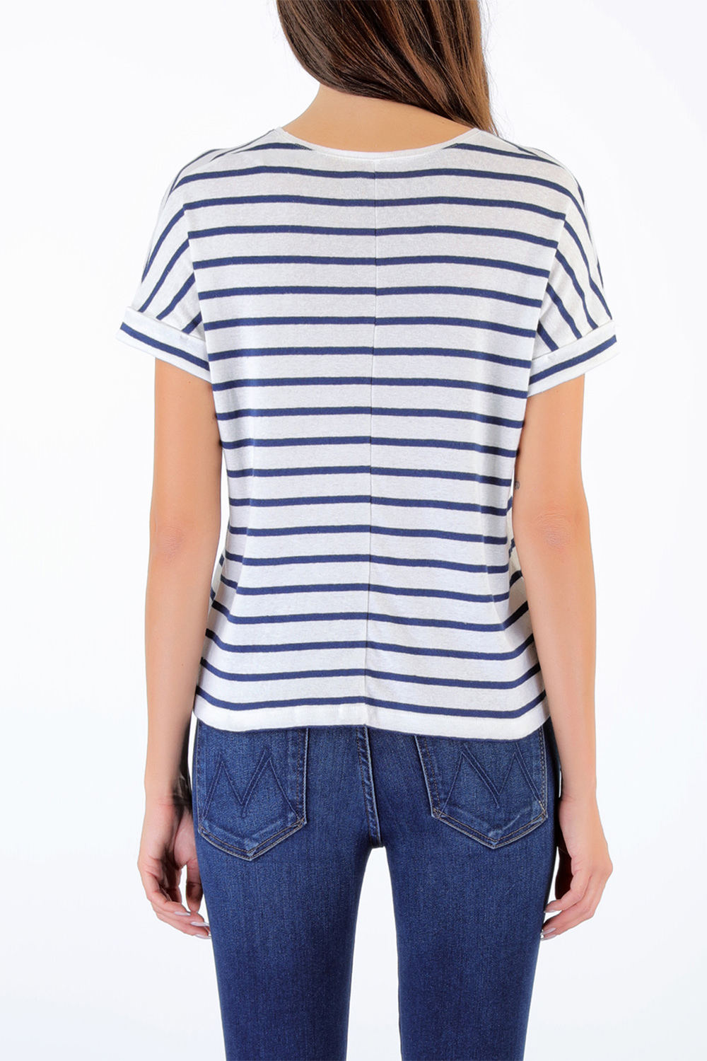 תמונת דוגמן אחורית של T-Shirt in Blue and White