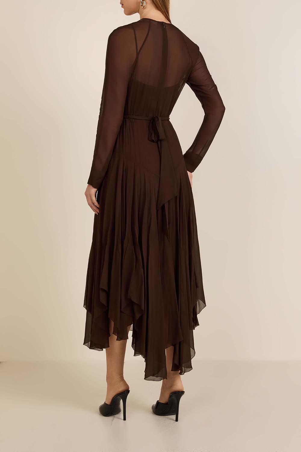 תמונת דוגמן אחורית של שמלת מידי ויסקוזה