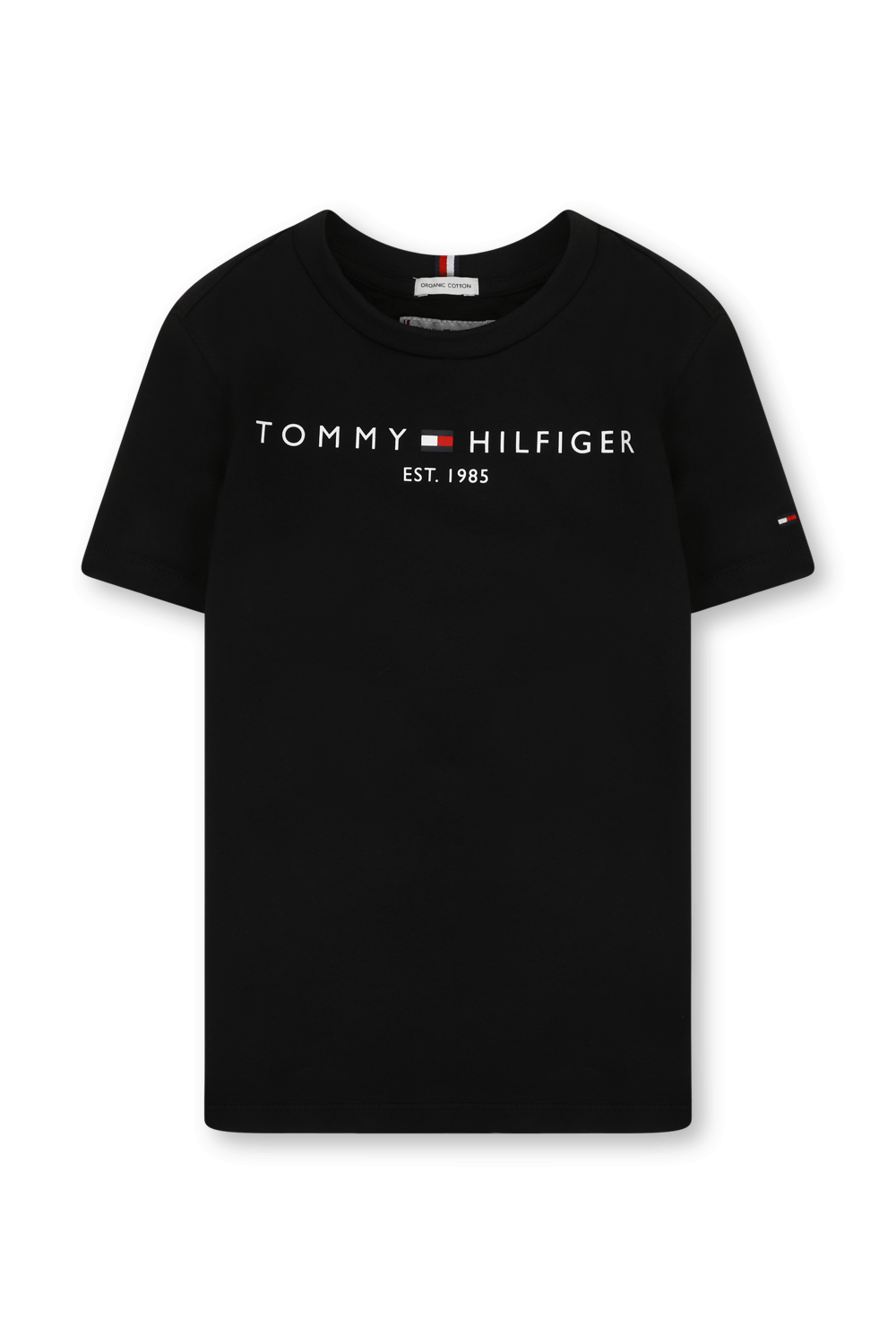גילאי 8-16 חולצת טי שחורה עם הדפס לוגו TOMMY HILFIGER KIDS